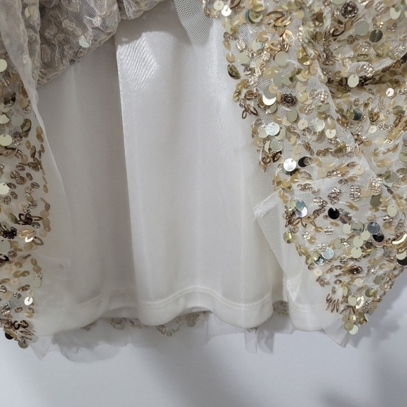 Aidan Mattox Gold & Champagne Sequin Beaded Sleeveless Mini Dress Size 8 - Picture 7 of 11